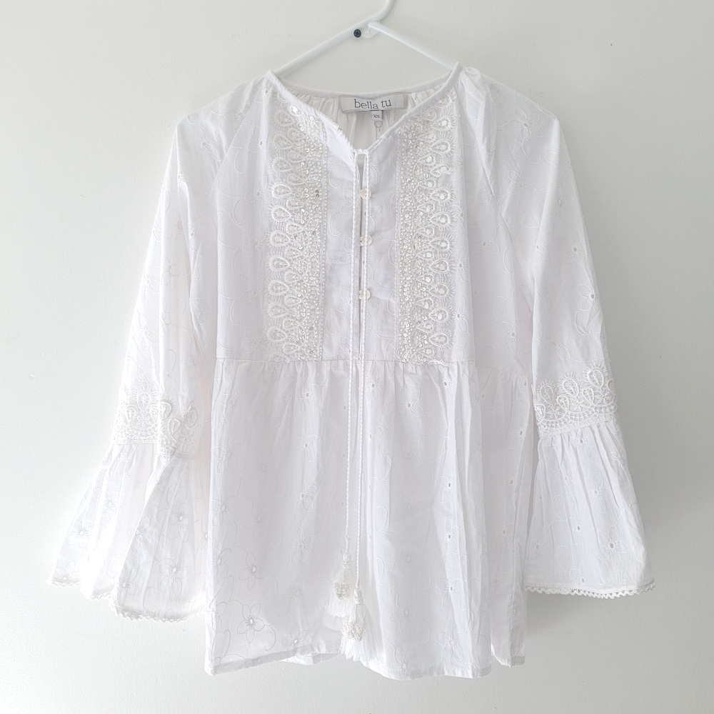 Bella Tu sequin peasant top Size XS